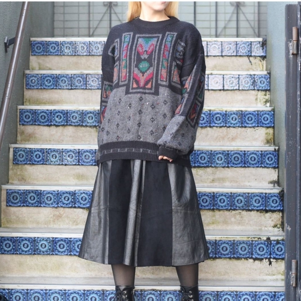 VINTAGE BRIAN MacNEIL WOOL BLEND GRANDPA SWEATER AZTEC KNIT LIKE NEW LARGE